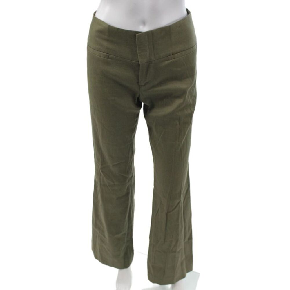 Alice + Olivia Womens Green Chinos Cotton Polyester Button Size 6